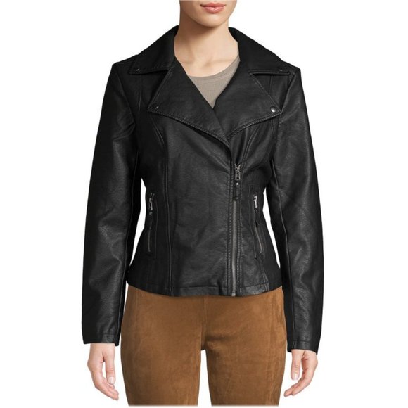 Max Studio Jackets & Blazers - Max Studio Womens Classic Faux Vegan Leather Biker Moto Jacket NWT